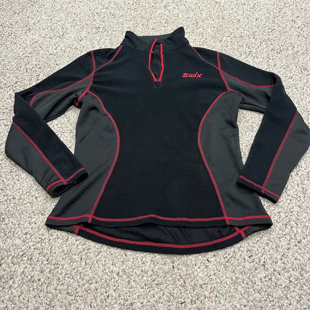 Swix Thermal Performance Quarter Zip Baselayer M Black Pink Ski Winter Outdoor